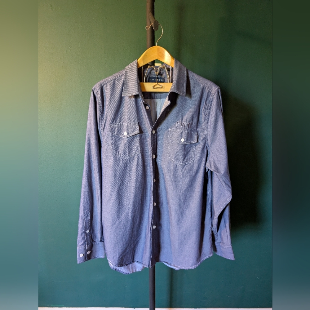 Five Four Men's Button Down 100% Cotton Denim Shirt Size XL